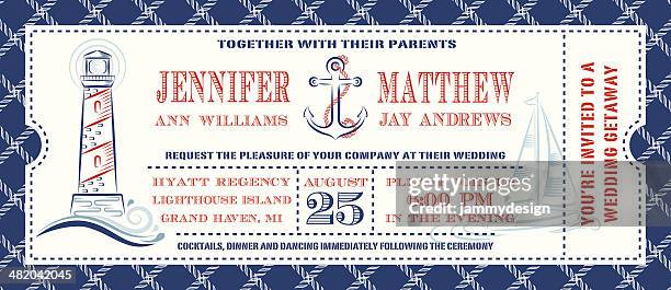 nautical ticket invitation - airplane ticket stock illustrations