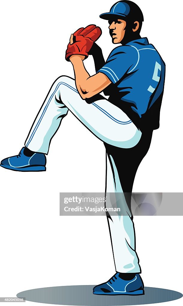 Jogador de basebol-Lançador em acção