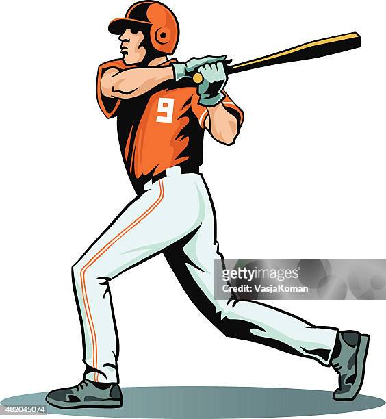 baseball player swinging bat - isolated - batting isolated stock illustrations