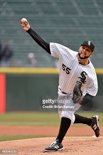 Starting pitcher Felipe Paulino of the Chicago White Sox delivers during the first inning against the Minnesota Twins at U.S. Cellular Field on April...