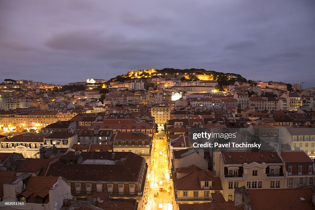 Evening view over Lisbon old town