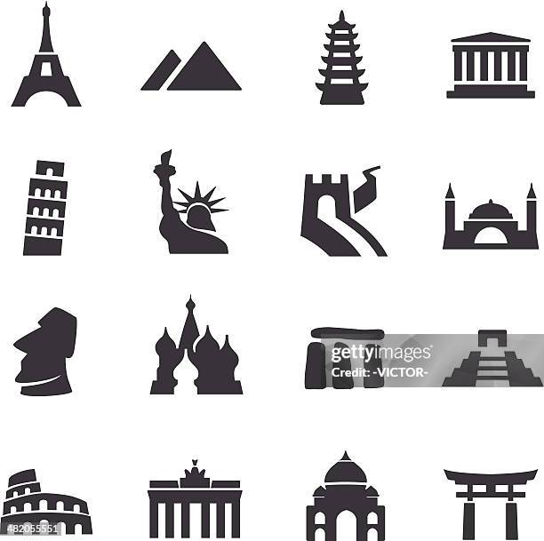 stockillustraties, clipart, cartoons en iconen met landmark icons - acme series - moai beeld paaseiland