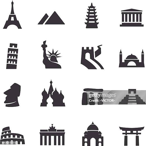 stockillustraties, clipart, cartoons en iconen met landmark icons - acme series - taj mahal