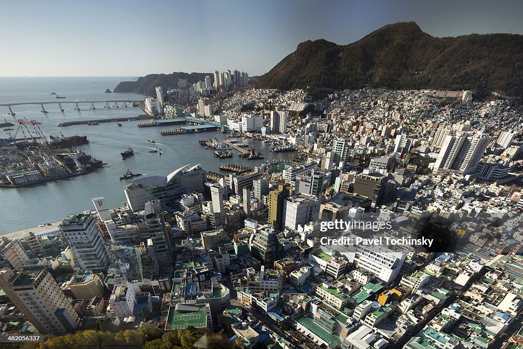 Busan port seen from Busan Tower