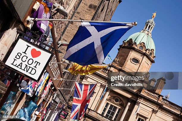 bank of scotland, scottish tourism destination - scottish flag stock pictures, royalty-free photos & images