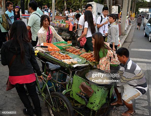 skewer seller in manila - filipino tricycle stock pictures, royalty-free photos & images
