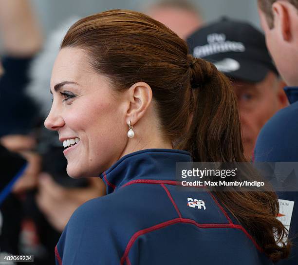 Catherine, Duchess of Cambridge visits the Portsmouth Historical Dockyard as she attends the America's Cup World Series event on July 26, 2015 in...