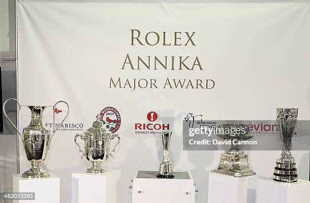 The five Ladies Major Trophies The Kraft Nabisco, The Ladies US Open, The Ricoh British Open, and the Wegmans LPGA Championship, and the Evian at the...