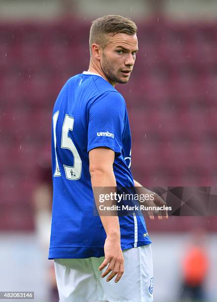 Tom Cleverley of Everton in action during a pre season friendly match between Heart of Midlothian and Everton FC at Tynecastle Stadium on July 26,...