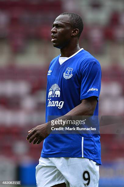 Arouna Kone of Everton in action during a pre season friendly match between Heart of Midlothian and Everton FC at Tynecastle Stadium on July 26, 2015...