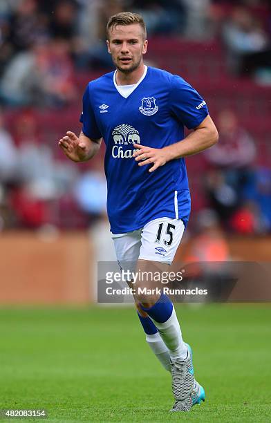Tom Cleverley of Everton in action during a pre season friendly match between Heart of Midlothian and Everton FC at Tynecastle Stadium on July 26,...