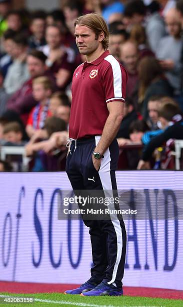 Heart of Midlothian manager Robbie Neilson during a pre season friendly match between Heart of Midlothian and Everton FC at Tynecastle Stadium on...