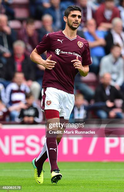 Igor Rossi of Hearts in action during a pre season friendly match between Heart of Midlothian and Everton FC at Tynecastle Stadium on July 26, 2015...