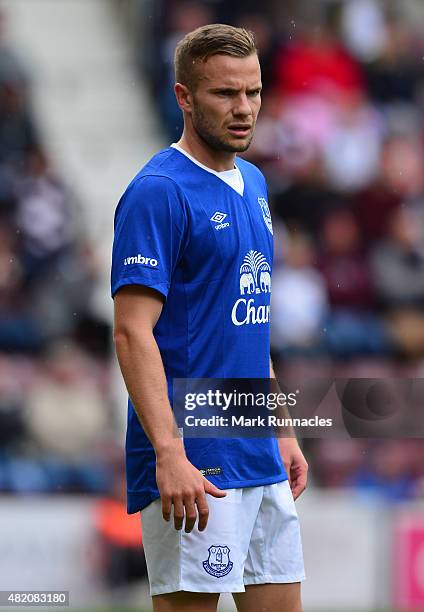 Tom Cleverley of Everton in action during a pre season friendly match between Heart of Midlothian and Everton FC at Tynecastle Stadium on July 26,...