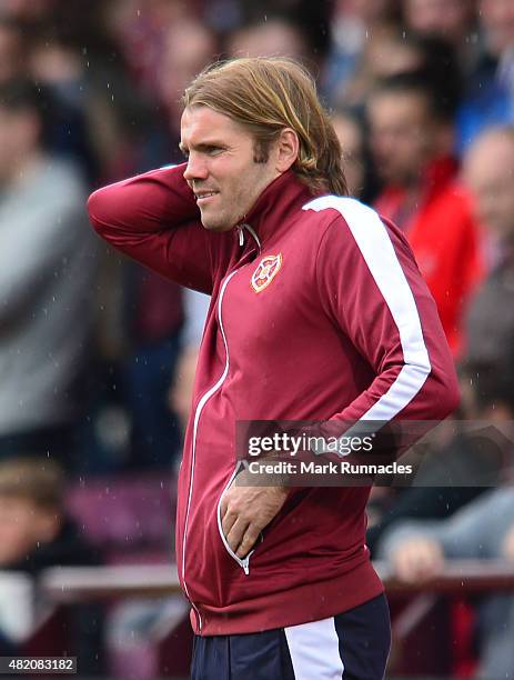 Heart of Midlothian manager Robbie Neilson during a pre season friendly match between Heart of Midlothian and Everton FC at Tynecastle Stadium on...