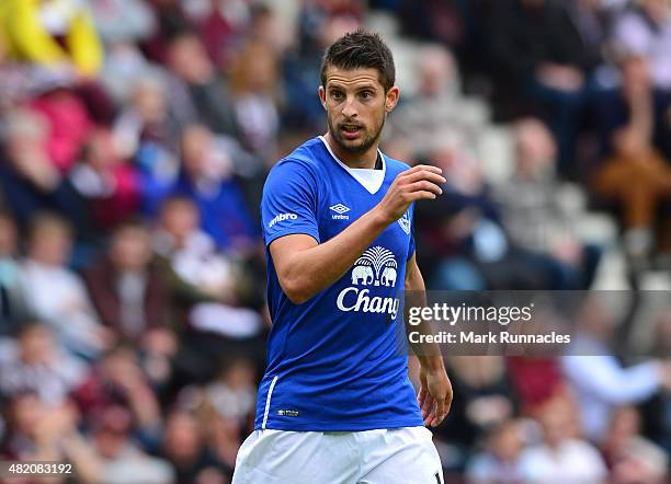 Kevin Mirallas of Everton in action during a pre season friendly match between Heart of Midlothian and Everton FC at Tynecastle Stadium on July 26,...