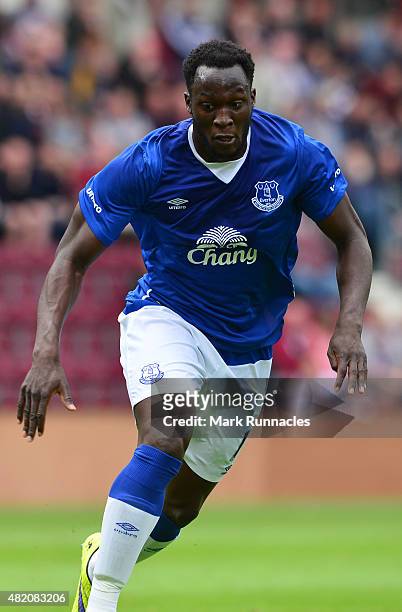Romelu Lukakau of Everton in action during a pre season friendly match between Heart of Midlothian and Everton FC at Tynecastle Stadium on July 26,...