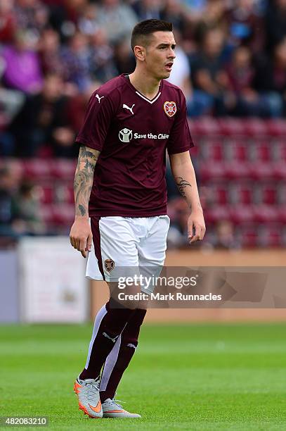 Jamie Walker of Hearts in action during a pre season friendly match between Heart of Midlothian and Everton FC at Tynecastle Stadium on July 26, 2015...