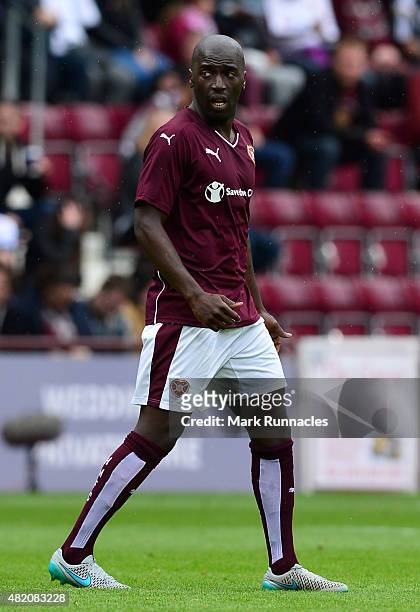 Morgaro Gomis of Hearts in action during a pre season friendly match between Heart of Midlothian and Everton FC at Tynecastle Stadium on July 26,...