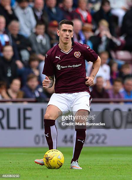 Jamie Walker of Hearts in action during a pre season friendly match between Heart of Midlothian and Everton FC at Tynecastle Stadium on July 26, 2015...