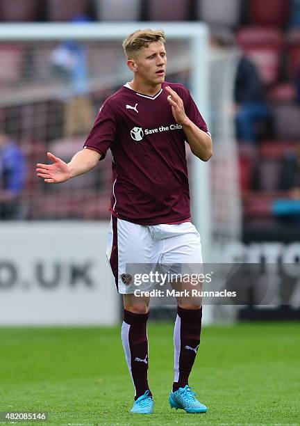 Robbie Buchanan of Hearts in action during a pre season friendly match between Heart of Midlothian and Everton FC at Tynecastle Stadium on July 26,...