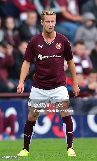 Billy King of Hearts in action during a pre season friendly match between Heart of Midlothian and Everton FC at Tynecastle Stadium on July 26, 2015...