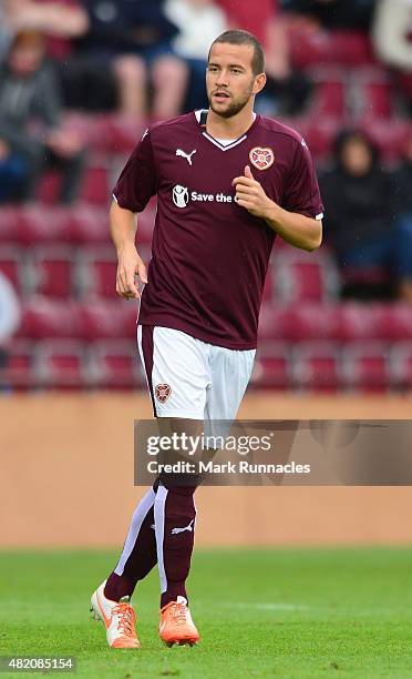Kenny Anderson of Hearts in action during a pre season friendly match between Heart of Midlothian and Everton FC at Tynecastle Stadium on July 26,...