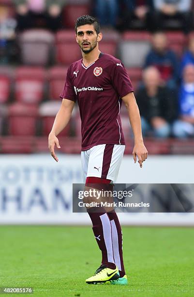 Igor Rossi of Hearts in action during a pre season friendly match between Heart of Midlothian and Everton FC at Tynecastle Stadium on July 26, 2015...