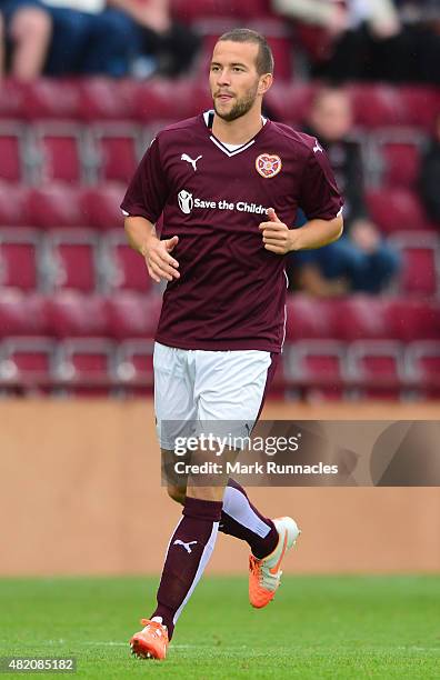 Kenny Anderson of Hearts in action during a pre season friendly match between Heart of Midlothian and Everton FC at Tynecastle Stadium on July 26,...