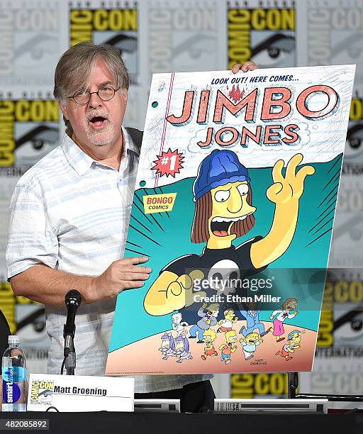 Producer/writer Matt Groening unveils the cover of the Jimbo Jones issue of Bongo Comics' Simpsons Comics One-Shot Wonders during "The Simpsons"...