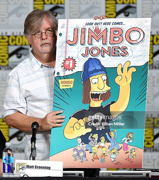 Producer/writer Matt Groening unveils the cover of the Jimbo Jones issue of Bongo Comics' Simpsons Comics One-Shot Wonders during "The Simpsons"...