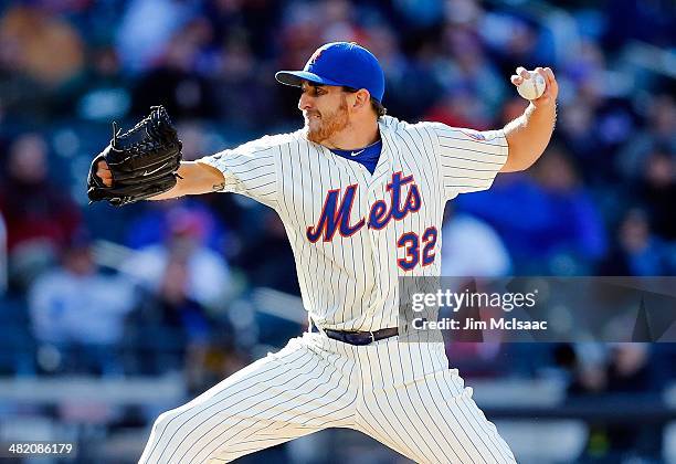 John Lannan of the New York Mets in action against the Washington Nationals during their Opening Day game at Citi Field on March 31, 2014 in the...