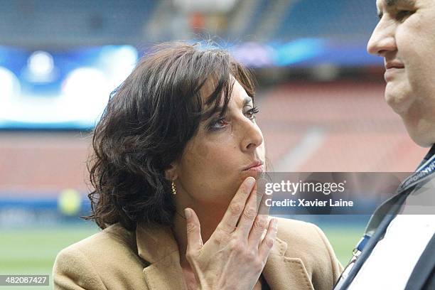 Nathalie Iannetta attends the UEFA Champions League Quatrer Finale between Paris Saint-Germain FC and Chelsea FC at Parc Des Princes on March 12,...