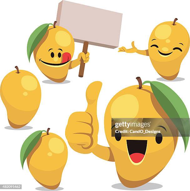 mango cartoon set c - hand sign stock illustrations