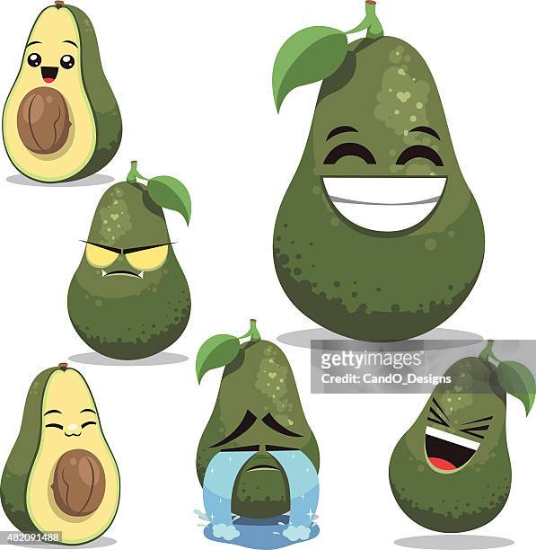 avocado cartoon set b - avocado stock illustrations