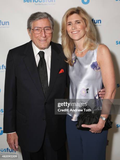 Singer Tony Bennett and Susan Benedetto attend the Seriousfun Children's Network 2014 New York City gala at Cipriani 42nd Street on April 2, 2014 in...