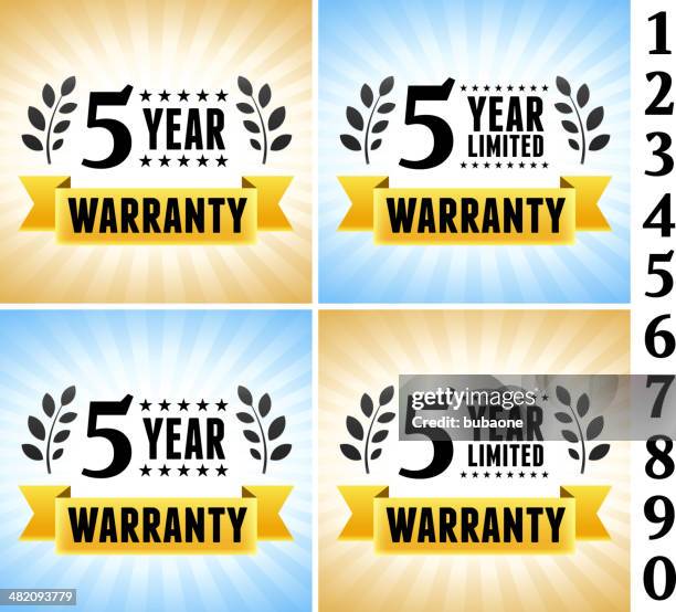 fünf jahr beschränkte garantie kollektion - five year warranty stock-grafiken, -clipart, -cartoons und -symbole