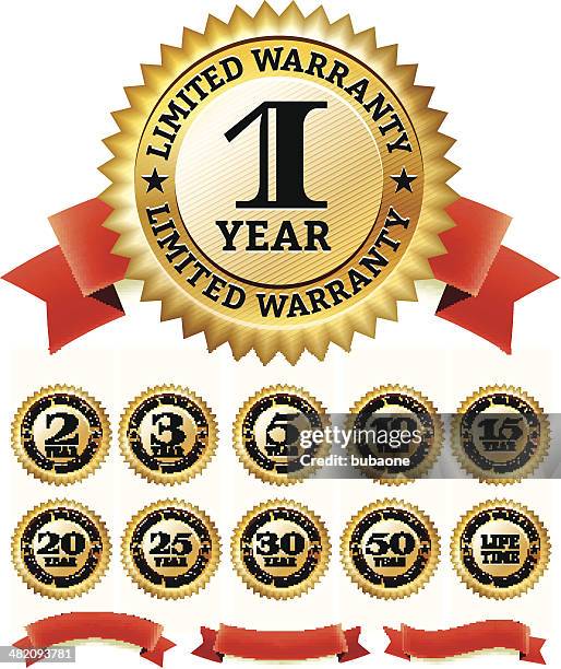 limited warranty golden badge collection - golden jubilee stock illustrations