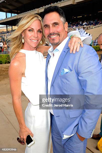 Cindy Ambuehl and Don Diamont attend the Lung Cancer Foundation of America's 6th Annual 'Day at the Races' at the Del Mar Race Track on July 26, 2015...