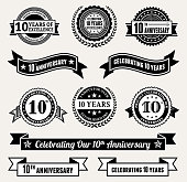 Anniversary Badge Collection black and white royalty-free vector icon set