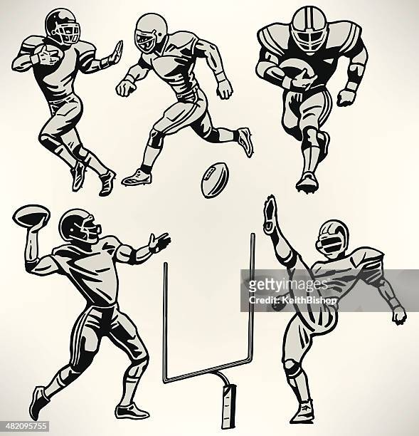 football players - retro style - tackling stock illustrations