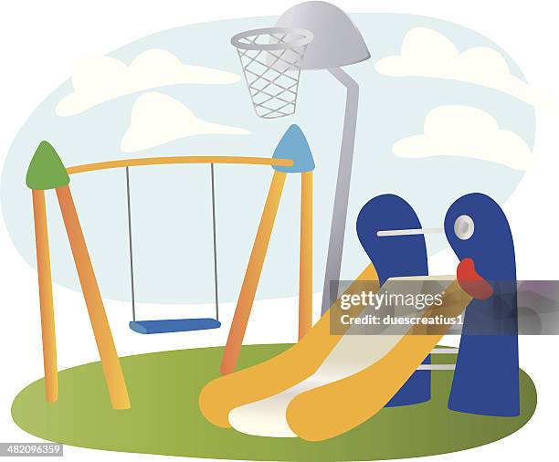 kid's playground - school yard stock illustrations