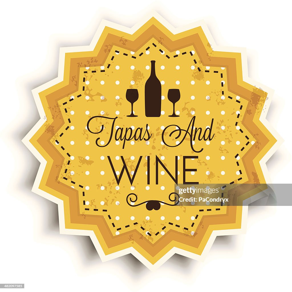 Vinho e Tapas vintage rótulo