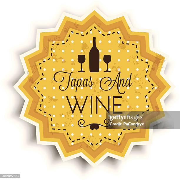 wine and tapas vintage label - tapas stock illustrations