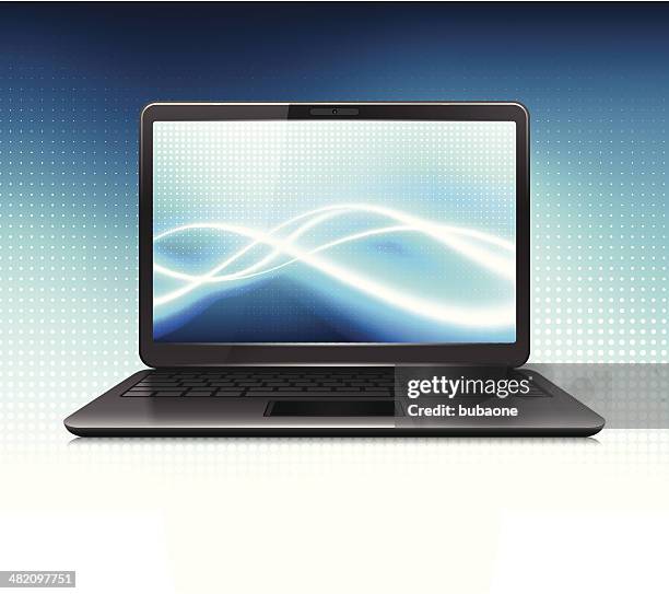 modern laptop on internet communications background - laptop bright background stock illustrations