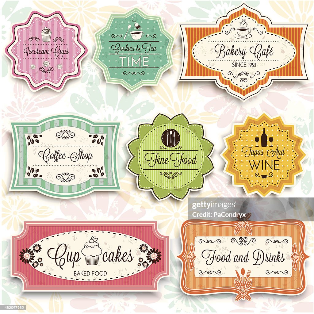 Vintage Café alimentos e bebidas sinais