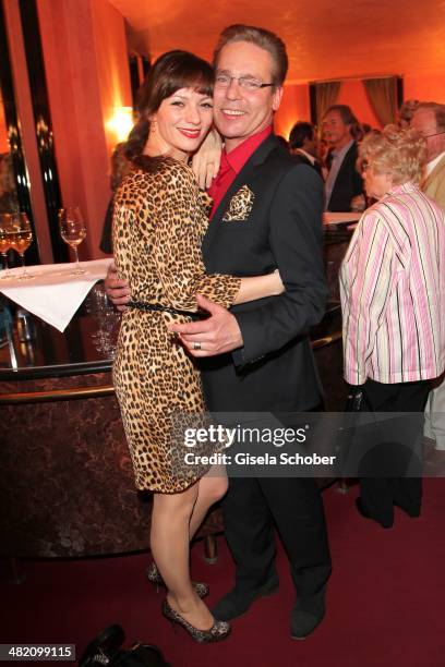 Jacques Breuer and his wife Viola Wedekind attend the 'Othello Darf Nicht Platzen' premiere at Komoedie im Bayerischen Hof on April 2, 2014 in...