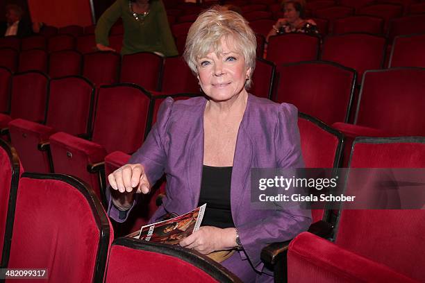 Grit Boettcher attends the 'Othello Darf Nicht Platzen' premiere at Komoedie im Bayerischen Hof on April 2, 2014 in Munich, Germany.