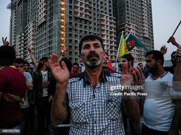 Kurdish demonstrator participates in a demonstration that was organized to protect Qandil mountain and negotiate with the Turkey council to stop...