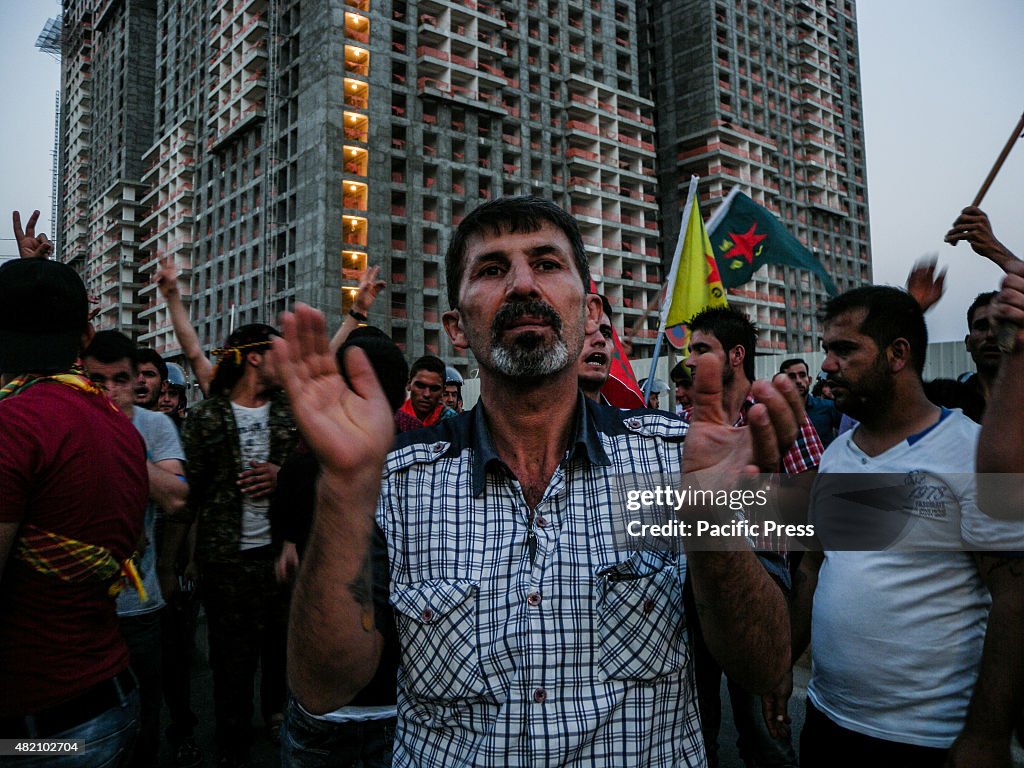 A Kurdish demonstrator participates in a   demonstration...